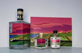 Modern Art Distillery's London Dry Gin with print - artwork by Yasmin Davidson image